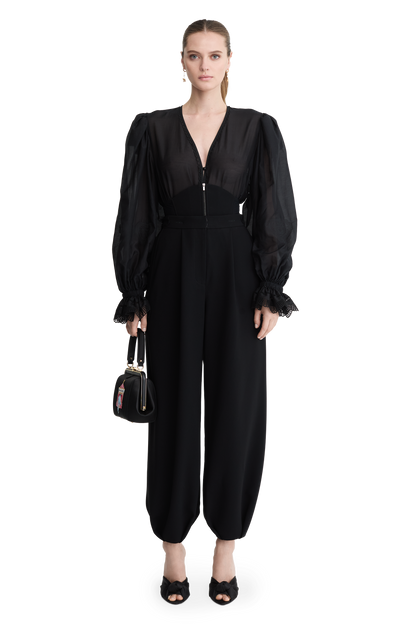 "Ira" satin and leather bag