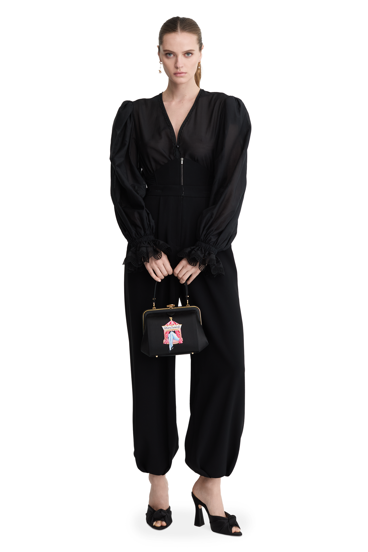 "Ira" satin and leather bag