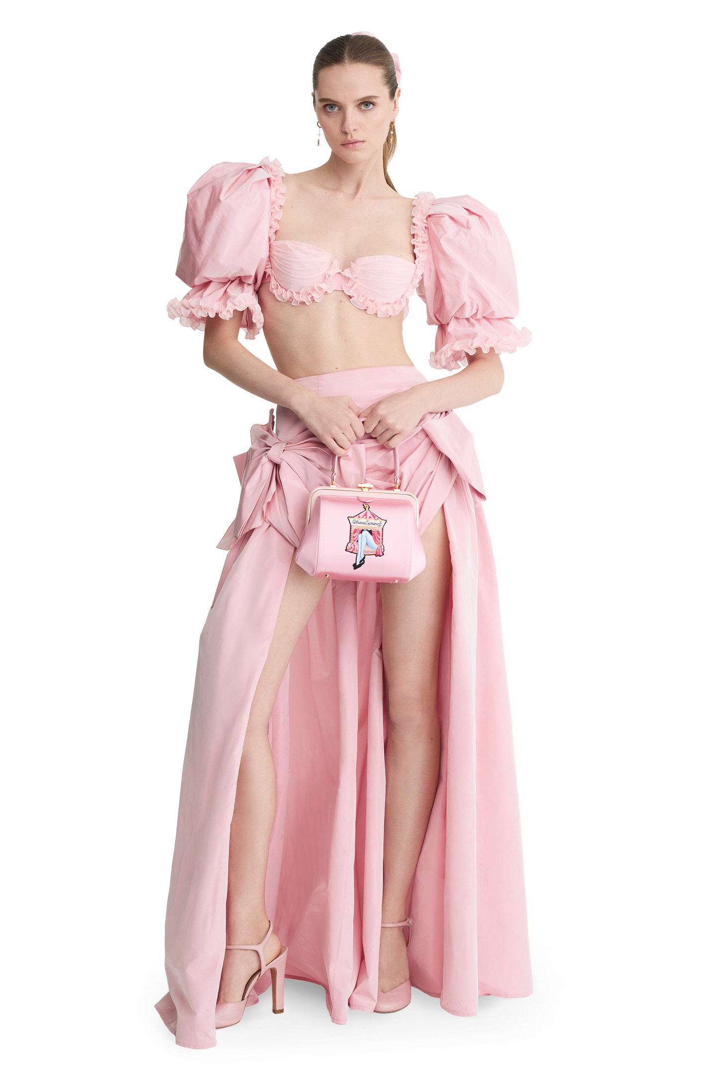 "Ira" satin and leather bag