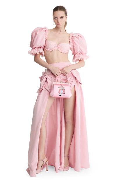 "Ira" satin and leather bag