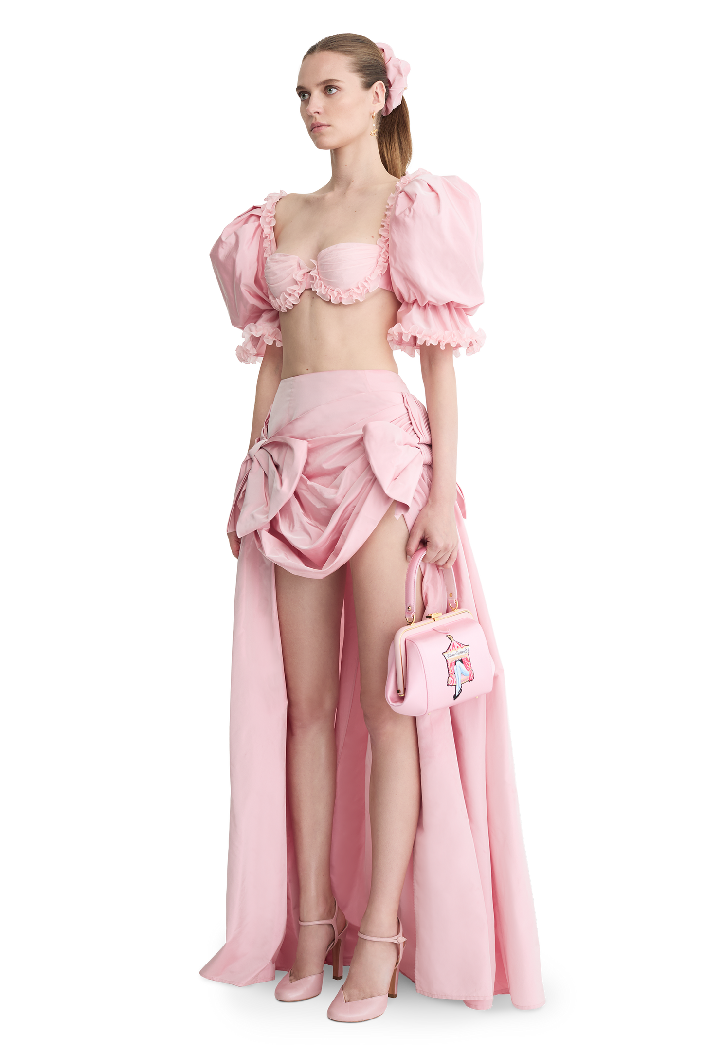 "Ira" satin and leather bag