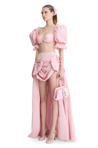 "Ira" satin and leather bag