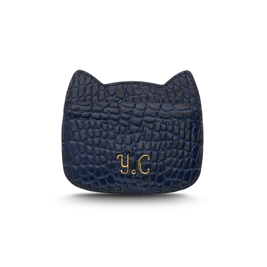 Cat-shaped leather cardholder with signature “U.S.” initials