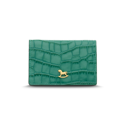 Leather cardholder with iconic rocking horse