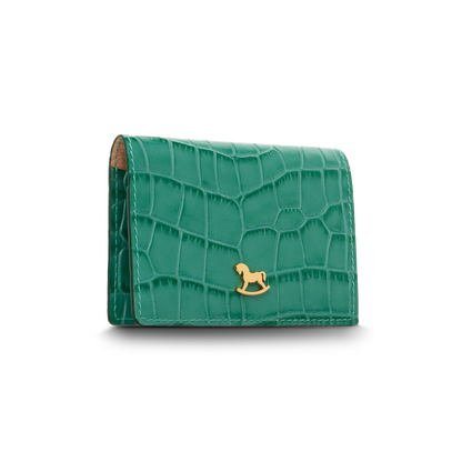Leather cardholder with iconic rocking horse