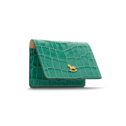 Leather cardholder with iconic rocking horse