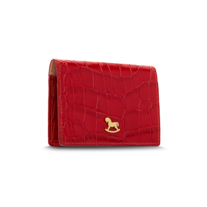 Leather cardholder with iconic rocking horse