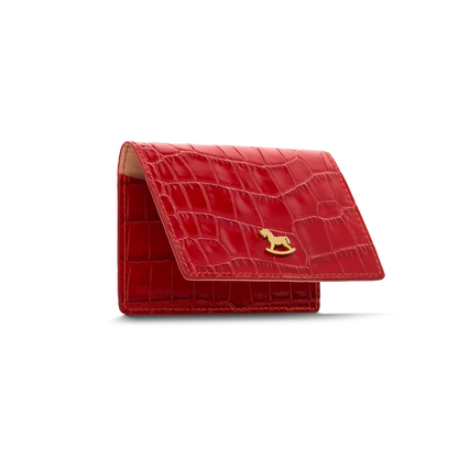Leather cardholder with iconic rocking horse