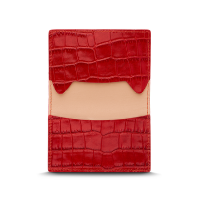 Leather cardholder with iconic rocking horse